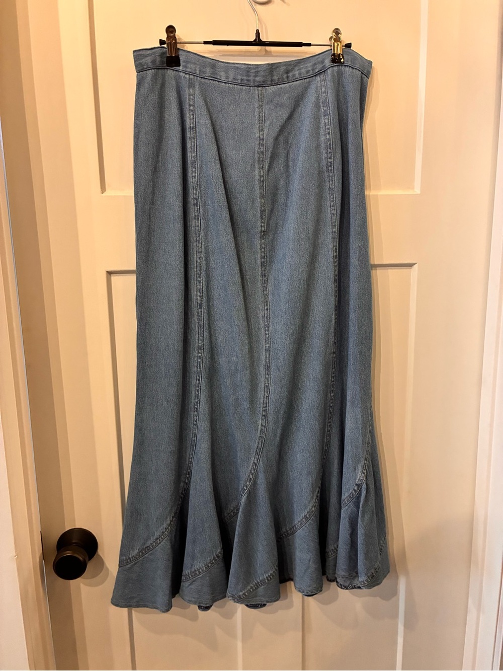 Forenza Light Blue Denim Skirt with Contrast Stitching